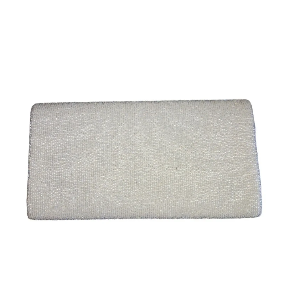 White Beaded Smiley Face Emoji Clutch/ Shoulder Bag